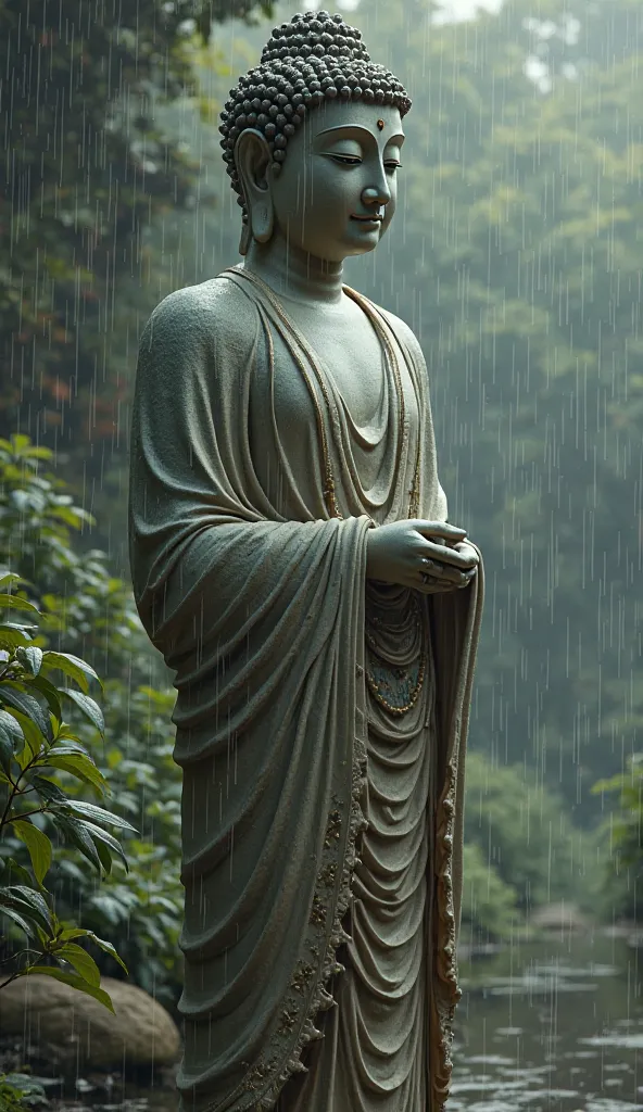 Buddha Phra in the Rain