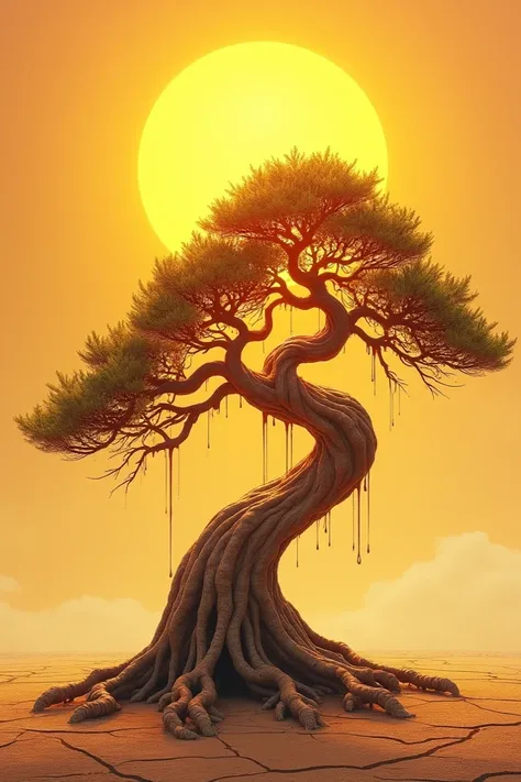 You can see a Bonsai melted by the sun