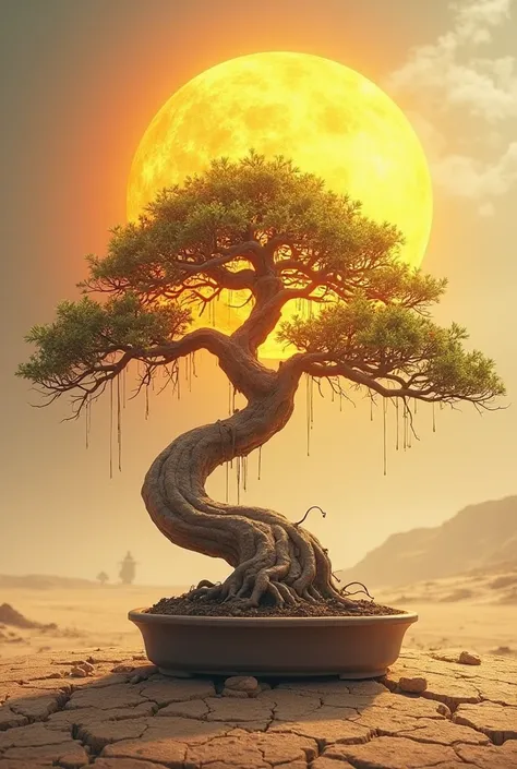 You can see a Bonsai melted by the sun