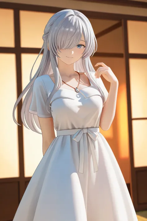 NSFW,masterpiece,Highest quality,High Resolution,very detailed, short girl, Silver Hair,short hair,One eye is covered by bangs