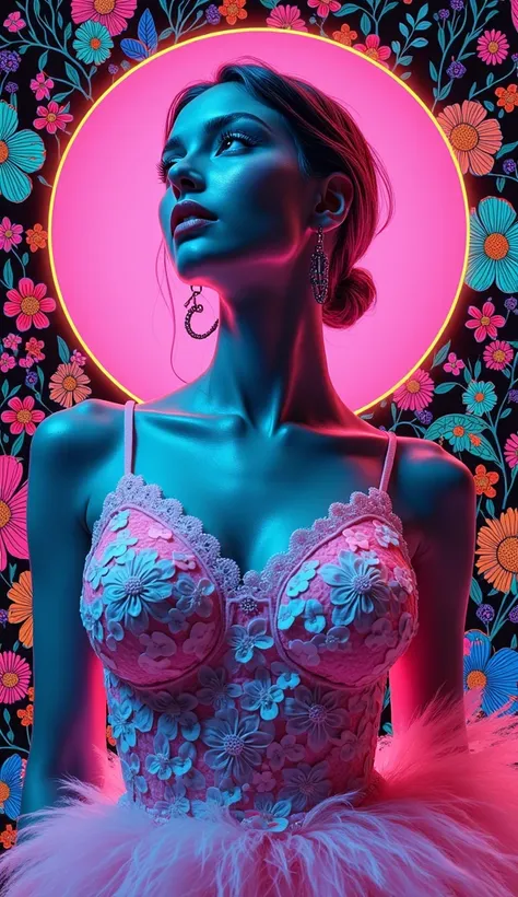 masterpiece, top quality, best quality, official art, beautiful and aesthetic:1.2), (1girl:1.3), extremely detailed,(fractal art:1.1)neon,(colorful:1.1)neon(flowers:1.3)neon, highest detailed,(zentangle:1.2)neon, (dynamic pose), (abstract background:1.3) n...