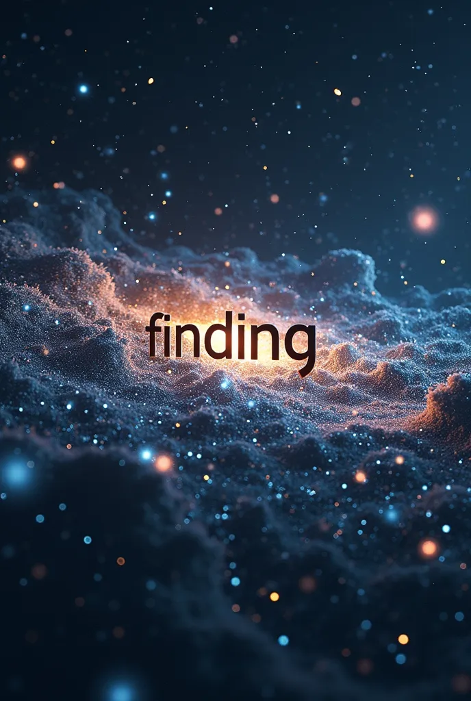 In space sky written " Finding " with stars in a cinematic view 