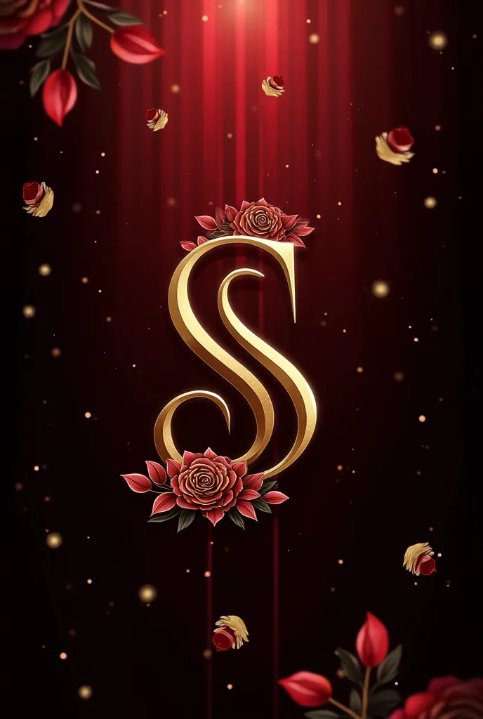 Great me a logo for my husband and I's wedding using our initials S and S with the colors red, black and gold roses