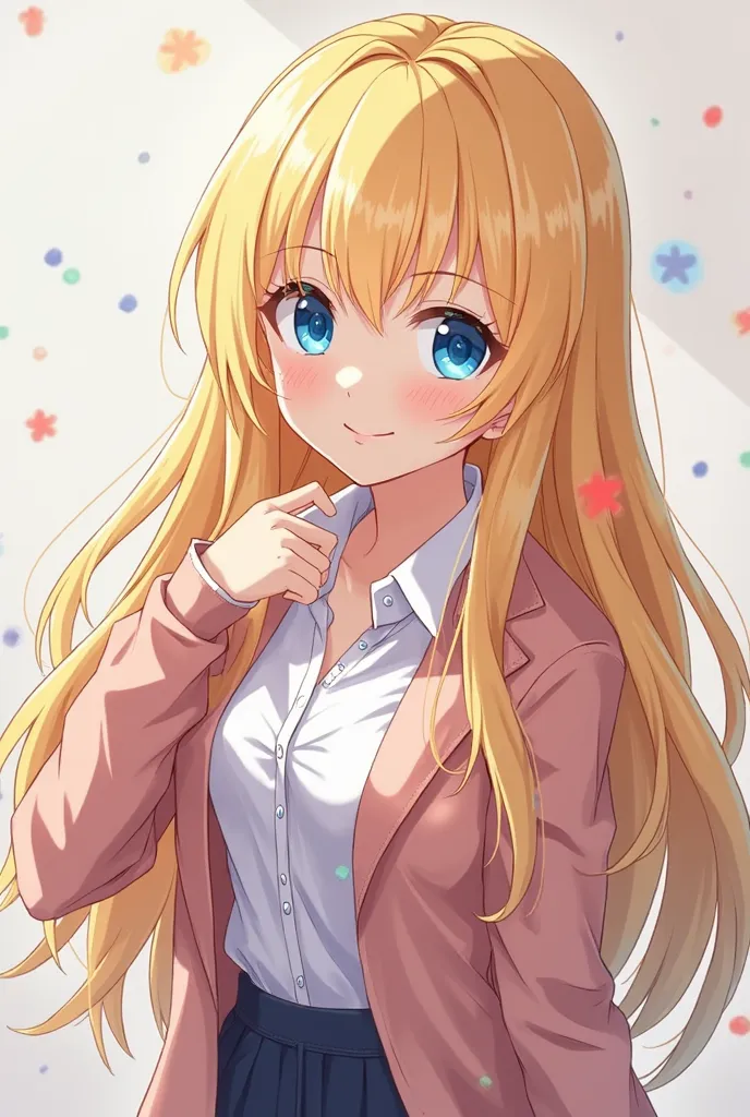 anime girl with long blonde hair and blue eyes posing for a picture, an anime drawing inspired by Kamagurka, pixiv, tachisme, anime moe artstyle, anime girl named lucy, smooth anime cg art, blonde anime girl with long hair, pretty anime girl, attractive an...