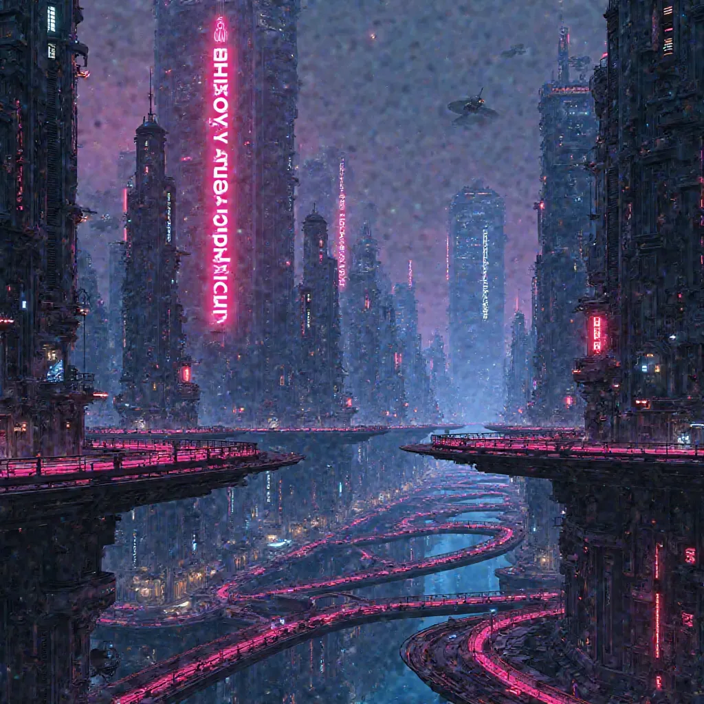 Make a neon-cyber futuristic city, with the word “Shavouryion” on it?