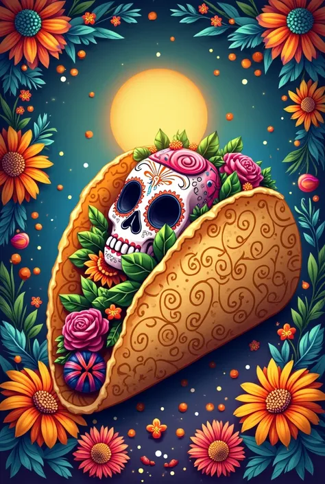 Create a Mexican skull-style taco 