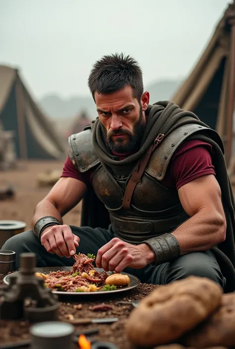 Spartan Engineer the movie 300 eating in a camp