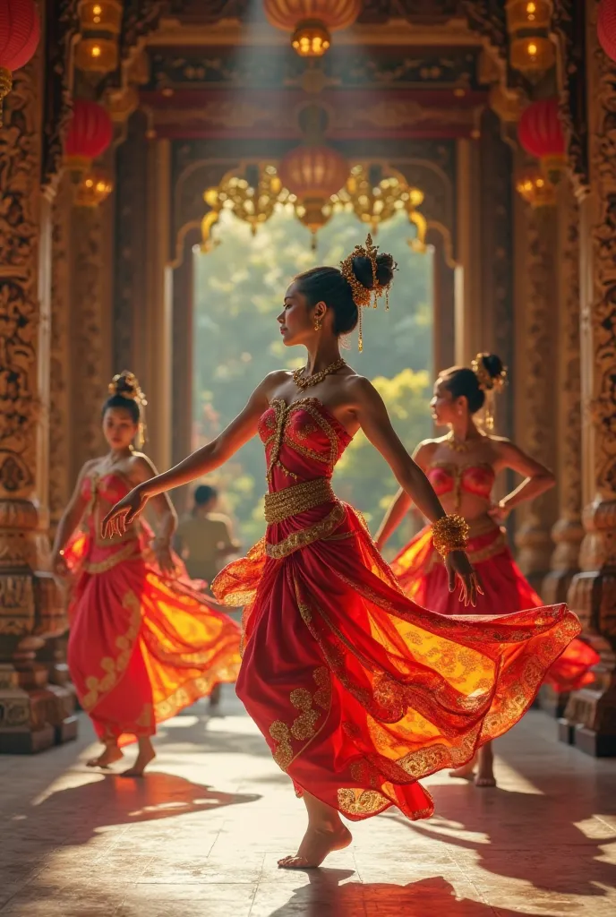 Make a traditional thailand dance led screen background video , i need at least 10 different loop motion in the video