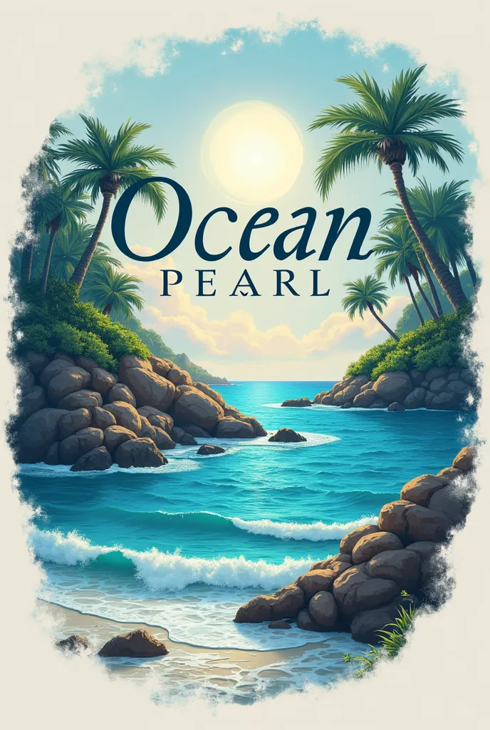 resort logo design with the name ocean pearl resort with bright brown and blue tones