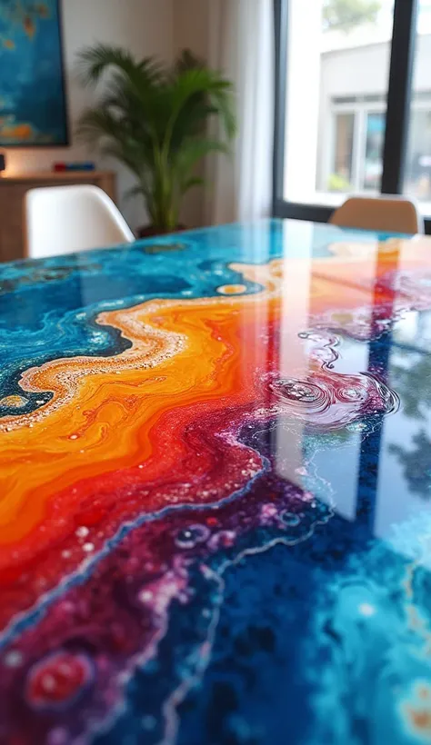 Show resin table designs with bright colors