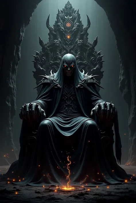 Morgoth sitting on a throne 
