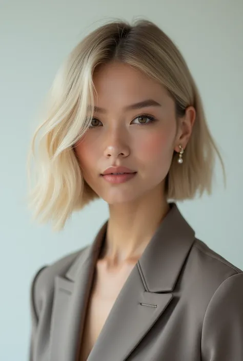 Beautiful cool blonde bob without bangs