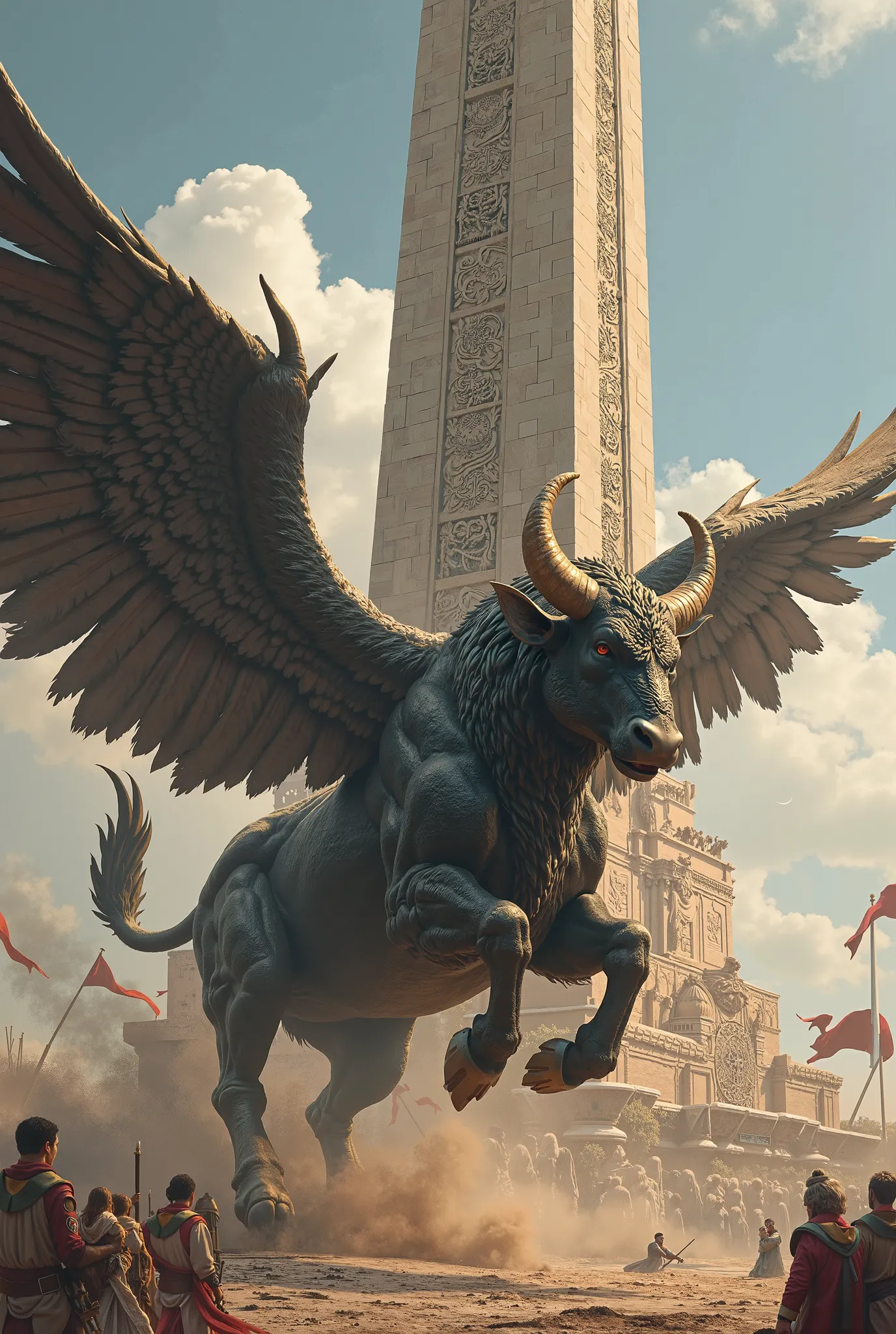 The winged bull is fighting for the martyr monument for Iraq