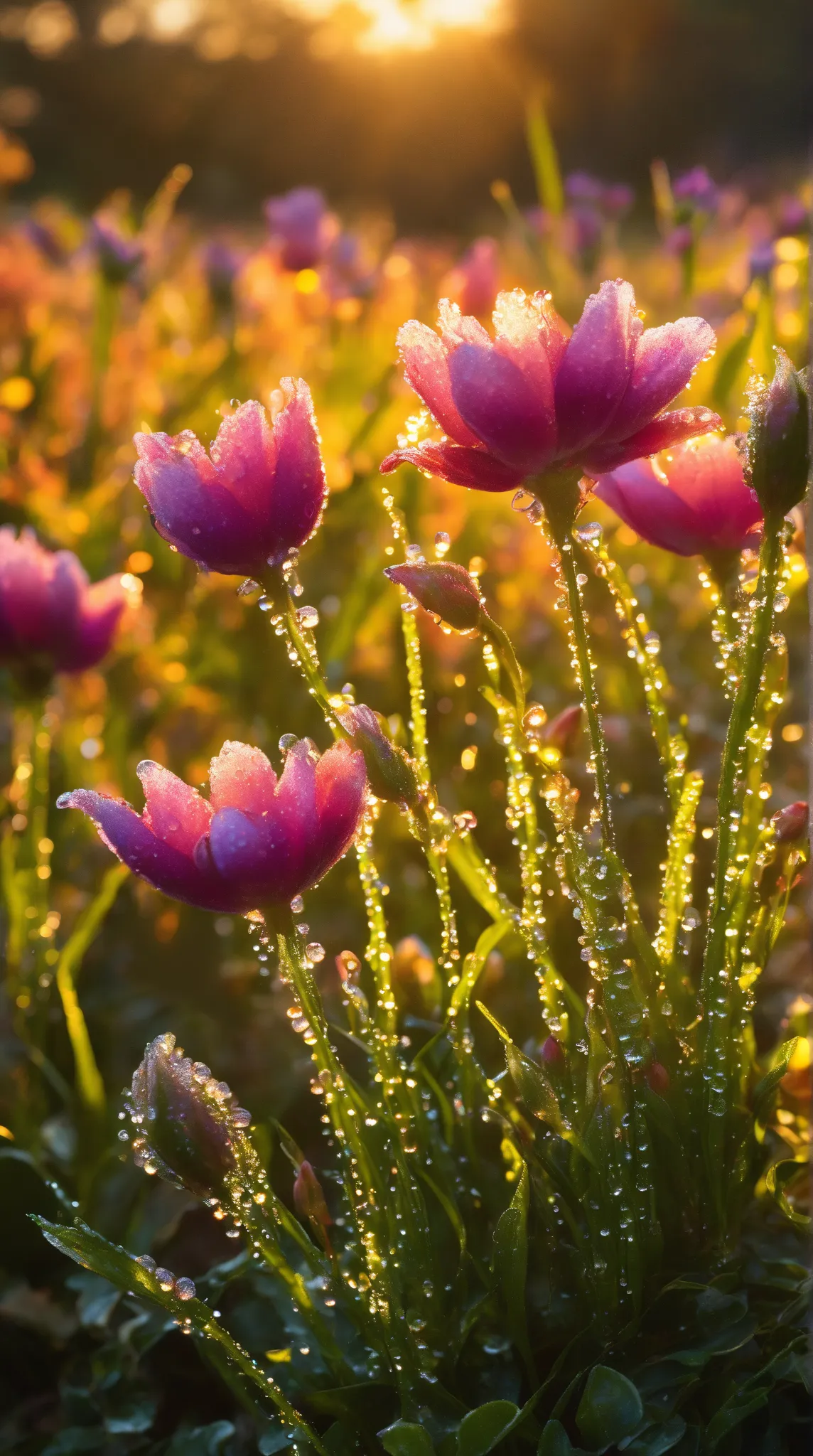 early morning，flower dew，(Sunrise)，  beautiful pictures  ， HD Wallpapers 