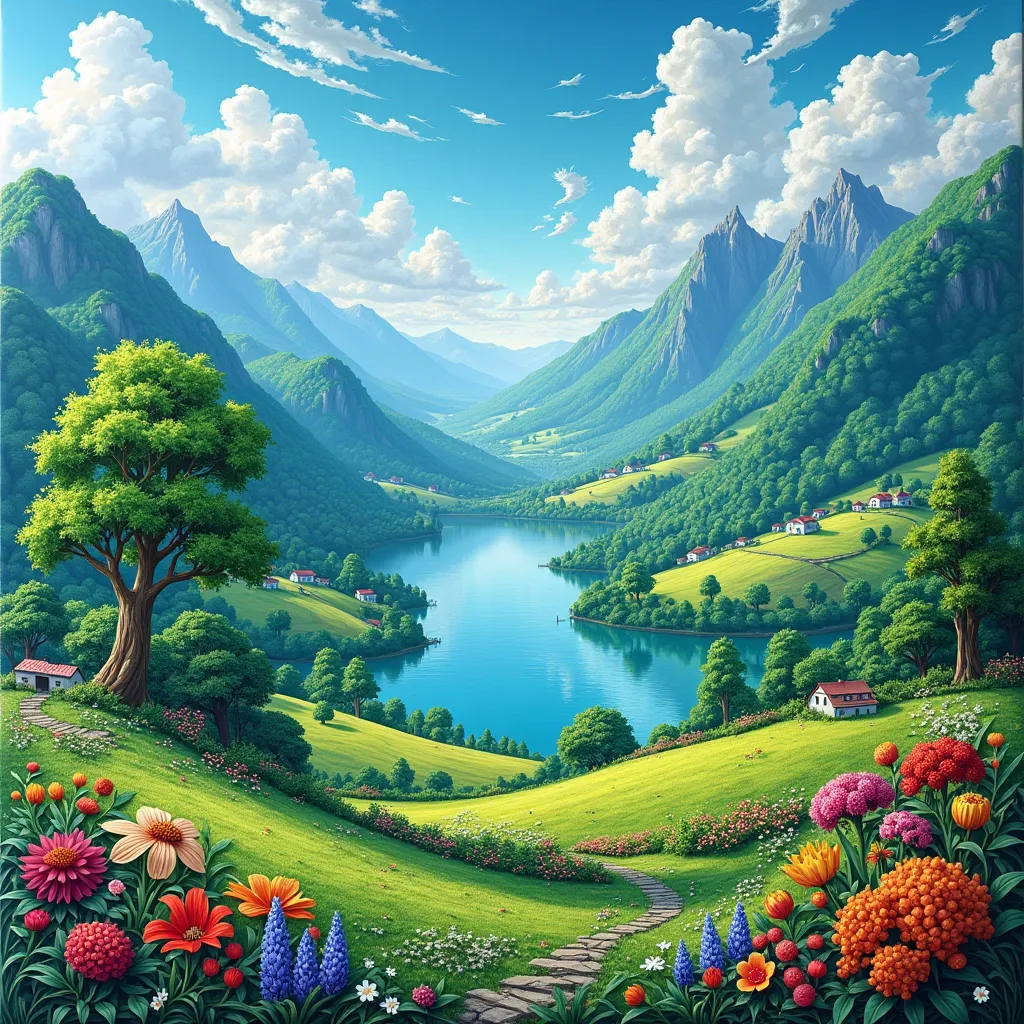  beautiful landscape . A postcard cut into large puzzles. Cut into no more than 12 pieces. 