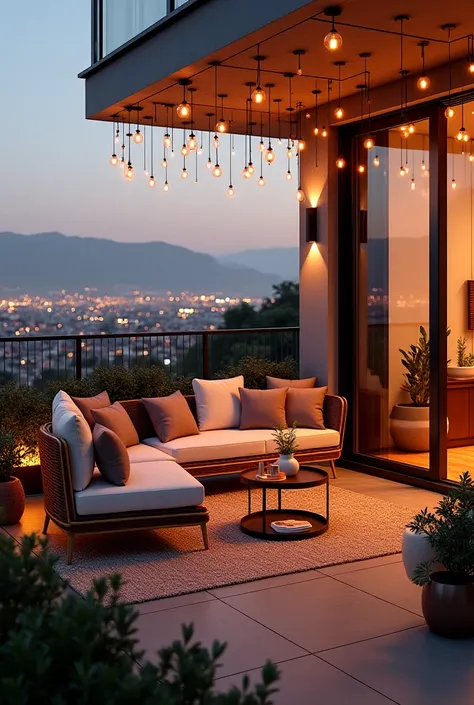 Stylish balcony design with let lights 