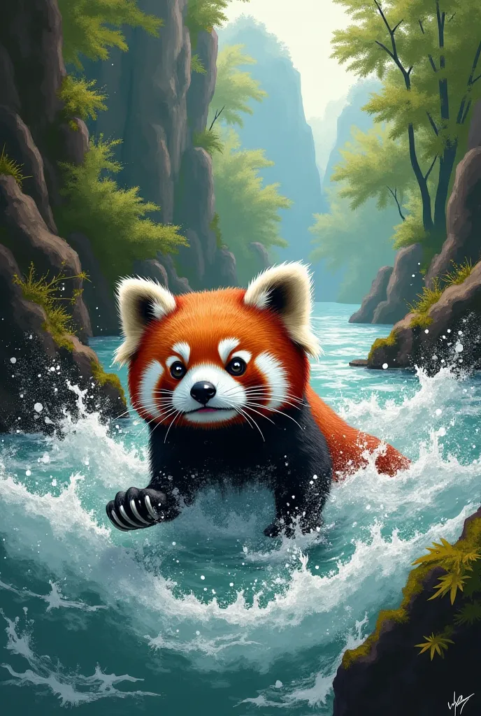 Red panda
The water current was strong, and he began to drown!