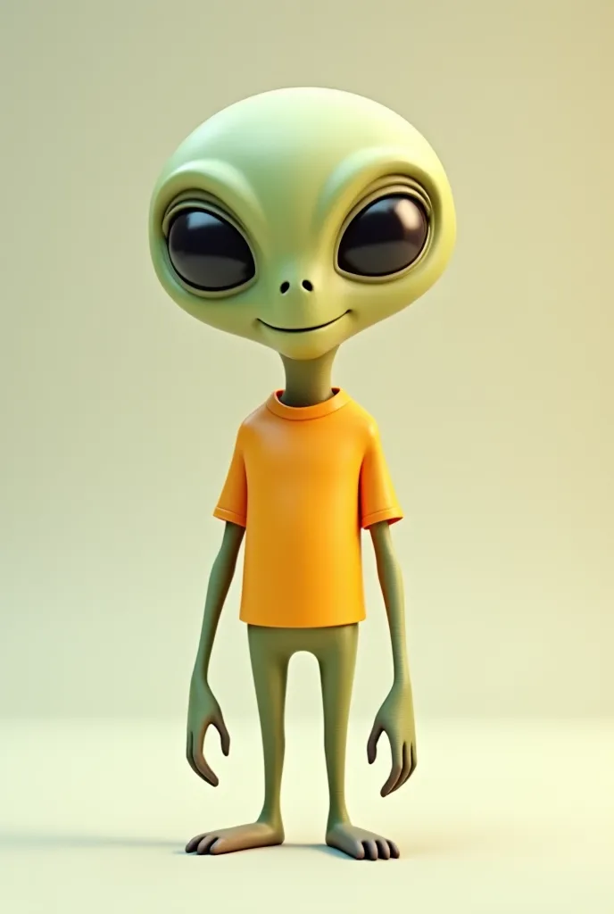 A fun alien standing with a basic t-shirt