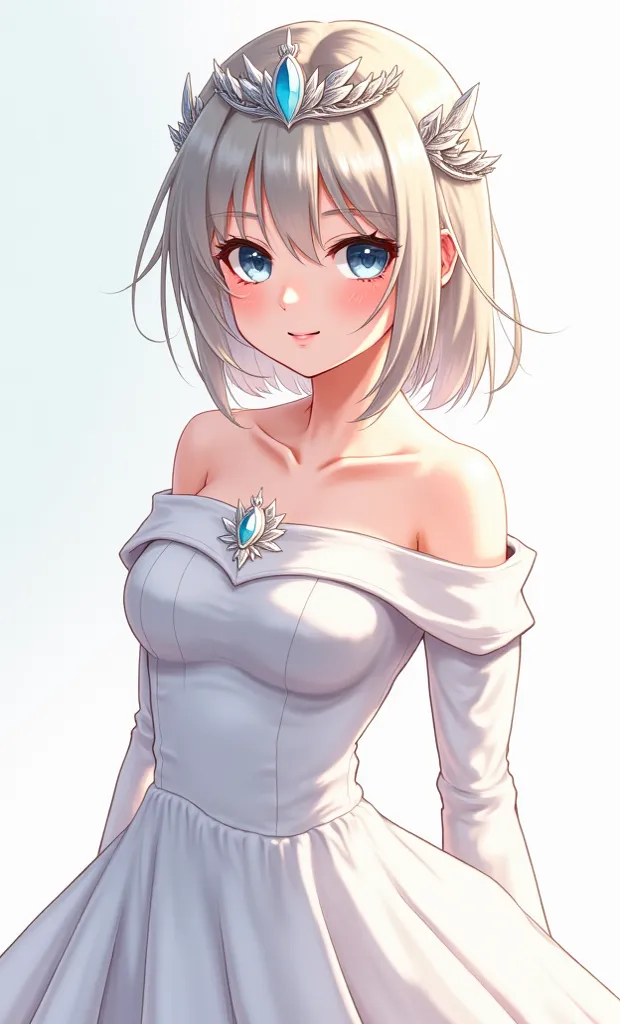 There is a woman in a white dress, artwork in the style of Gwaiz, Gwaiz on pixiv artstation, Gwaiz on artstation pixiv, Gwaiz, Fantasy art style, Gwaiz masterpiece, Beautiful and elegant queen, Beautiful character drawings, Detailed digital anime art, Blon...