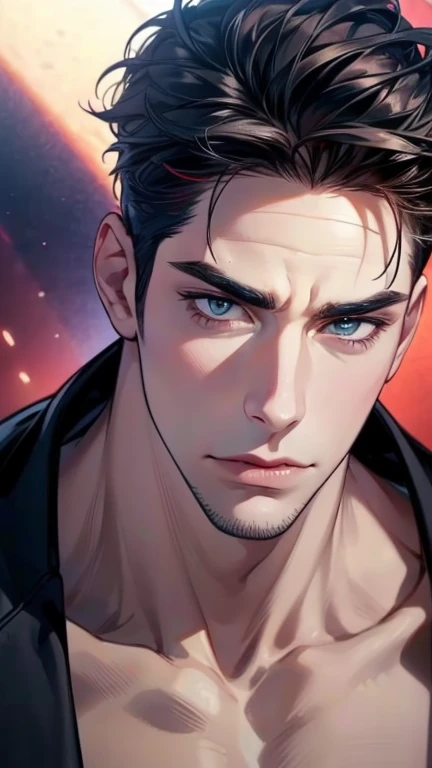 (  idiot,4K,8k,   highres,  masterpiece:1.2),  ultra-detailed,(Realistic,photoRealistic,photo-Realistic:1.37),36-year-old man,3 day beard,cute anime ,Portraits,strong,masculine,   dark hair,sharp jaw,      mesmerizing eyes      ,   perfectly combed hair,  ...