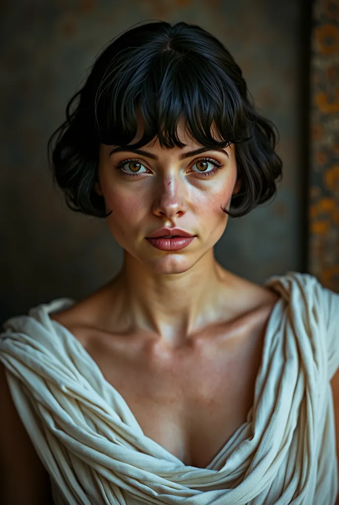 Ancient Roman woman with short black hair 