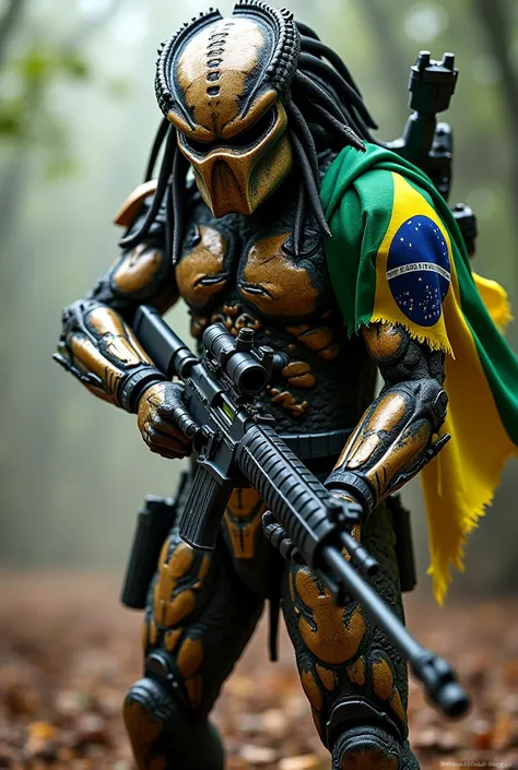 The predator holding a rifle, Put the Brazilian flag on your arm and make it very scary