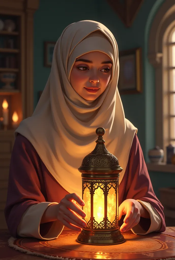 Mikasa wears a hijab and loads the Ramadan lantern 