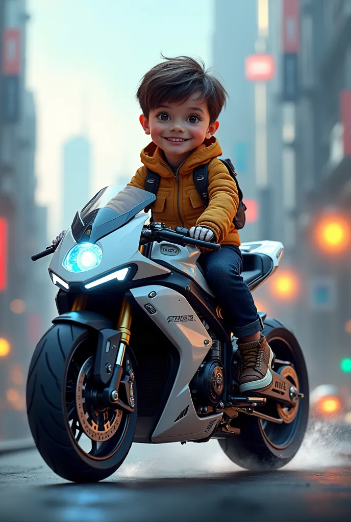 A Boy Her Name Is Rony. he was sit in a Fz Bike