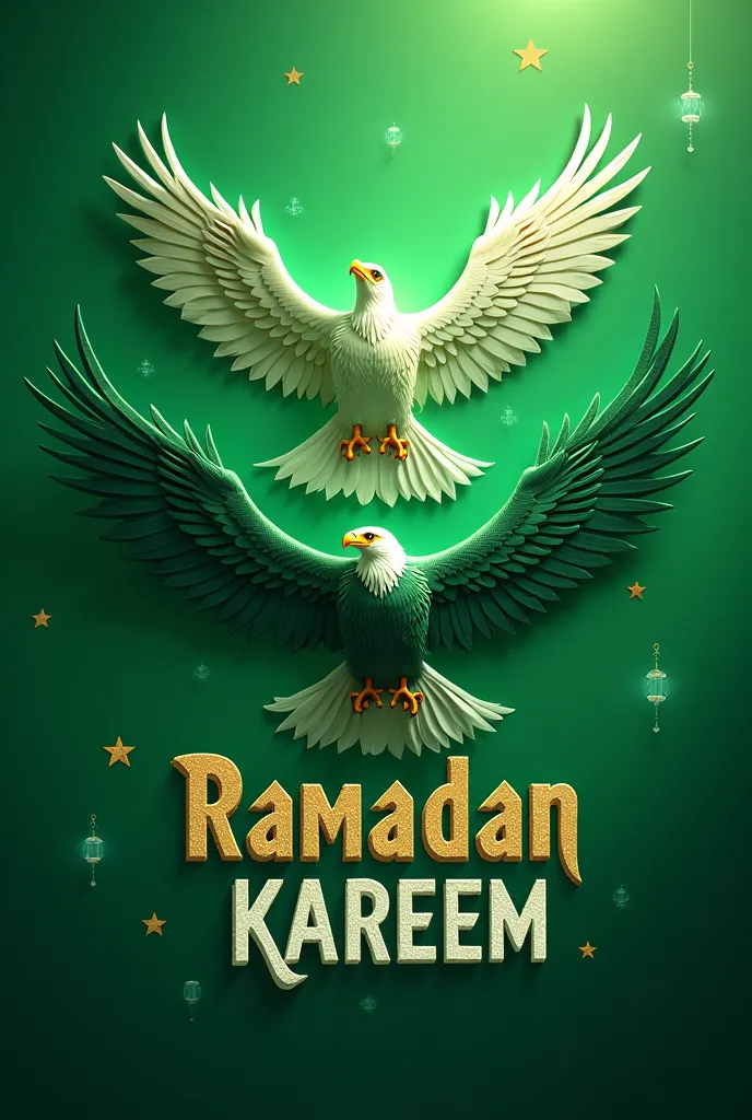 do me a ramadan kareem poster in length write in it al ahli eagles u14 wishes you a happy ramadan make the background green with eagles in it make it sooo creative and reallllly nice