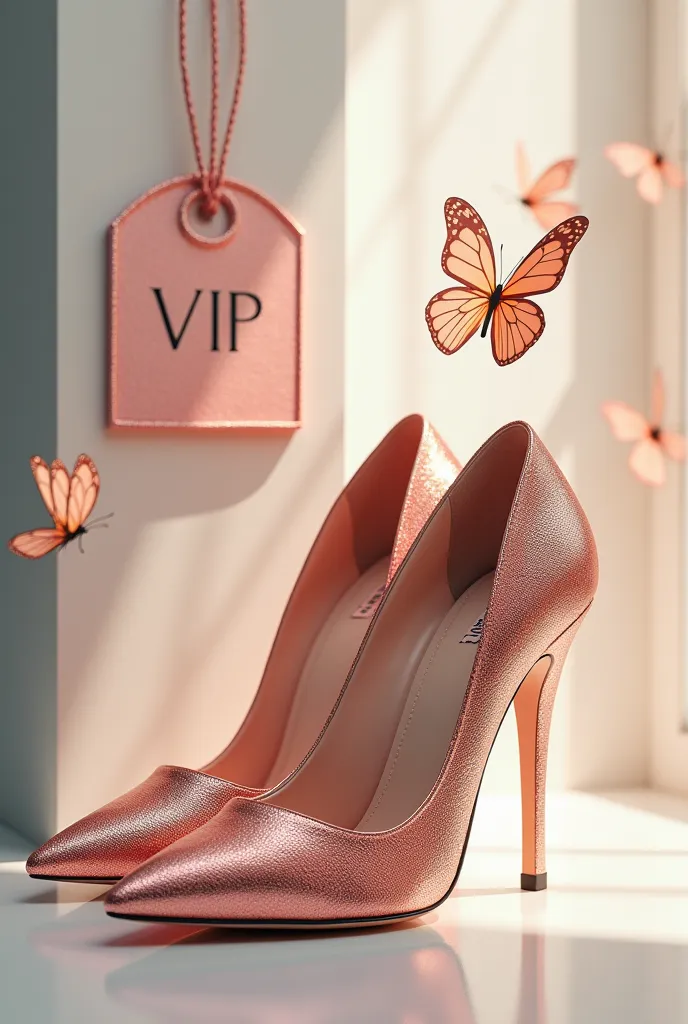 Generate picture of business card as a tag with girls heals with the combination of butterfly add the word VIP