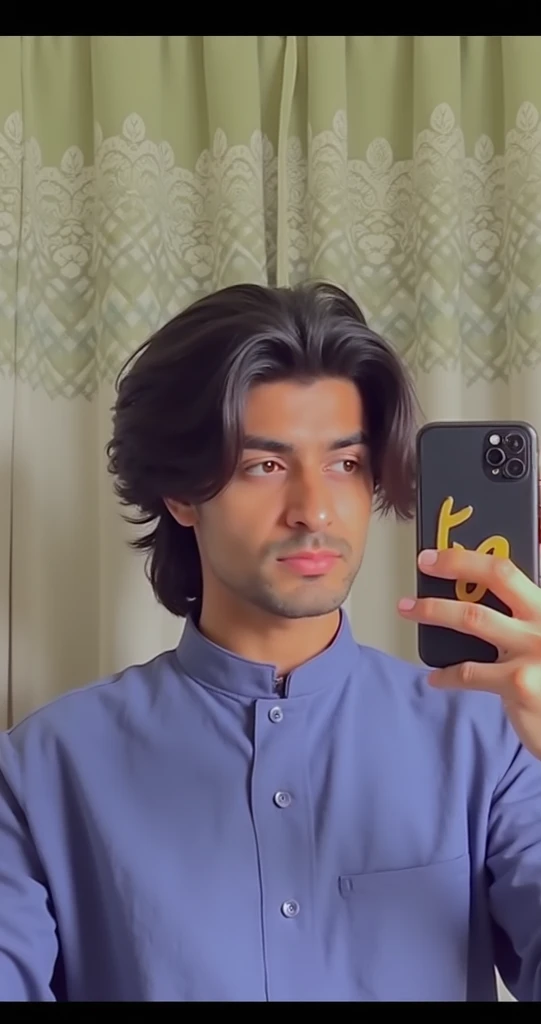 Handsome pakistani men taking mirror selfie 