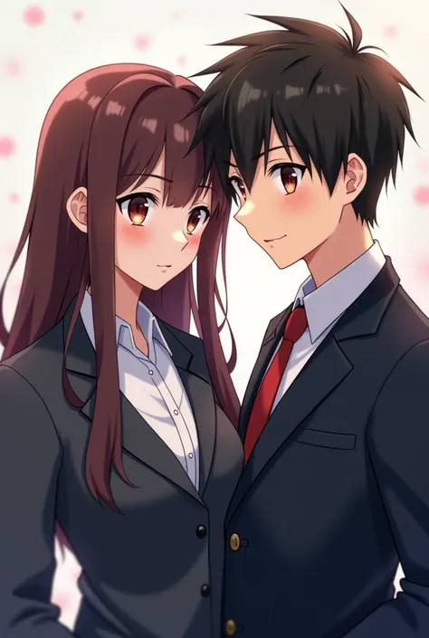 a close up of a person standing next to a person wearing a suit, high quality fanart, official fanart, nerdy appearance, sakimi chan, ben maier and sakimichan, in anime style, shoujo romance, anime cover, range murata and artgerm, marin kitagawa fanart, an...