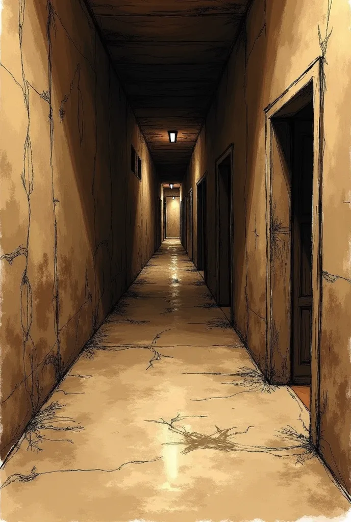 A brown sketched hallway for background
