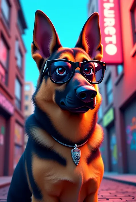 Making a German shepherd dog with big glasses is Tito Hiphop