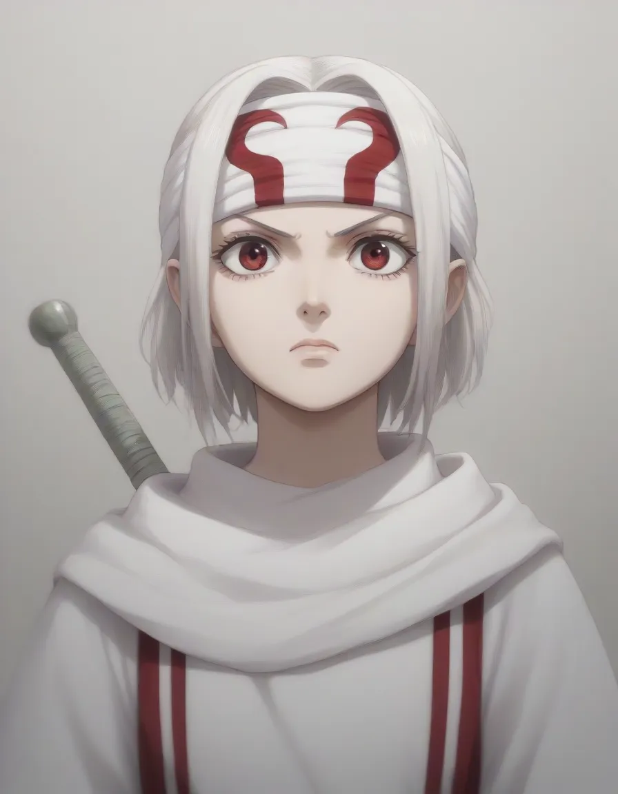  cowboy shot score_9,score_8_up,score_7_up,score_6_up,score_5_up,score_4_up,anime coloring BREAK source_anime,anime, ,,looking at viewer standing stare (headband) cowl  ,  alice nakiri, short hair, red eyes, white hair, hair between eyes,
