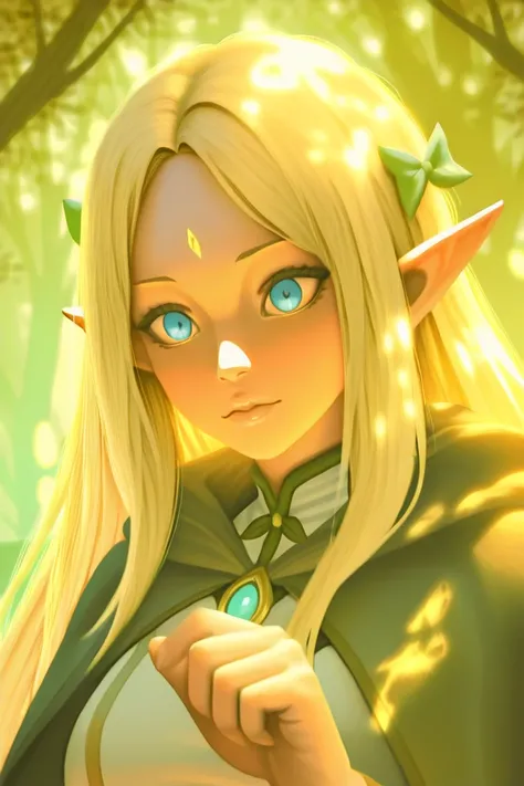 Forest elf, sexy, blonde, blue-eyed, Fierce looking but sexy and Hunter look 