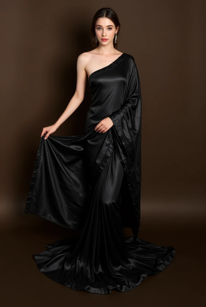 satin silk black saree , seductiver