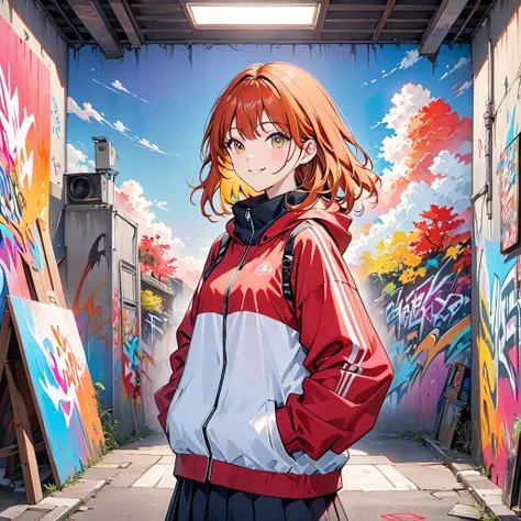 (Highest quality), masterpiece, 极其细致的 CG  8K 插Painting, high collar, extremely high collar saturation,  all colors are getting darker , Painting,  graffiti art by Mr. Nomi , Central composition,   extremely detailed lighting  , Graffiti wall, wall Painting...