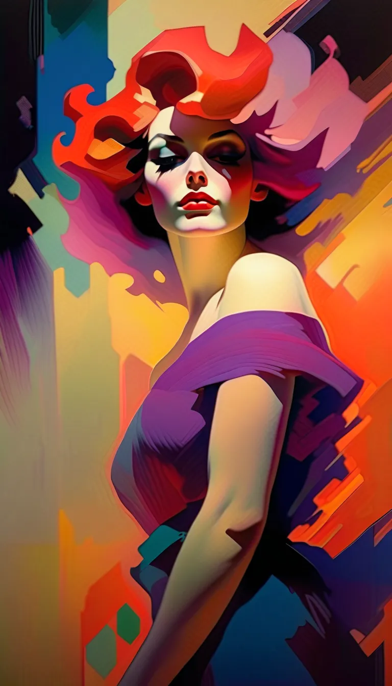 chiaroscuro technique in the illustration of a full-body elegant woman from the 1980s, beauty of the concept art of the Riot Games, strange, the flux-wrapped model, thick oil painting, by Hannah Dale, by Harumi Hironaka,  extremely soft colors , vibrant, h...