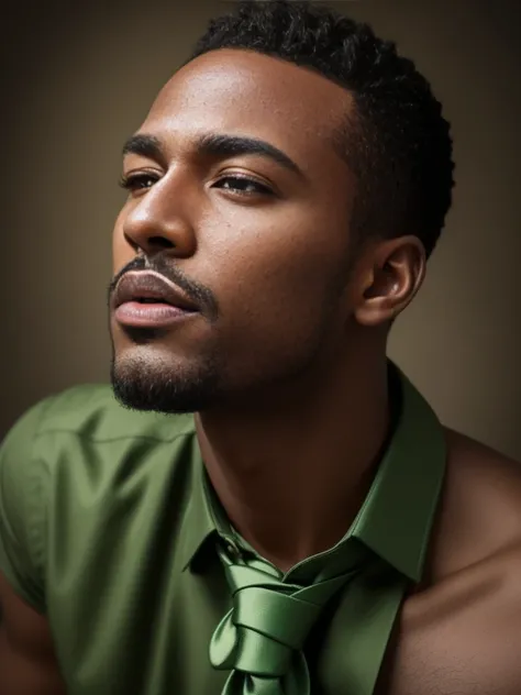 A professional looking black man in light green shirt with tie. looking friendly and professinonal at the same time