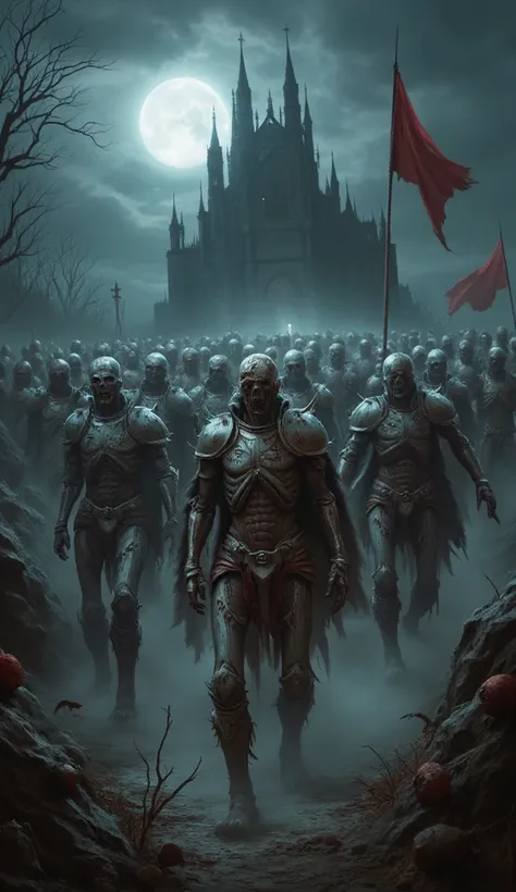 A horde of zombies in gothic armor