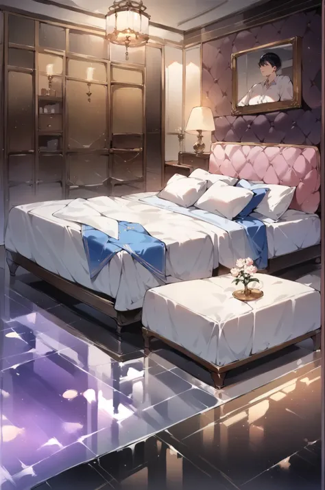 source_anime,score_9, score_8_up, score_7_up, rating_safe,  lovehotel, reflection ground,glowing bed,ceiling,