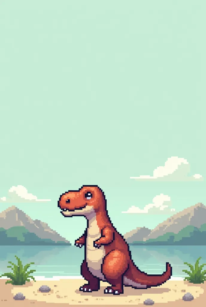 Six pixel dino Trex wearing a chill clothese