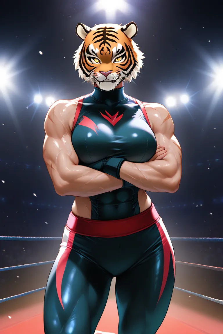 Female professional wrestler Tiger Mask, mask ripped off,by shadow man