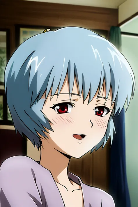 ((Highest quality)), ((masterpiece)), (be familiar with), perfect face, indoors, bedroom, watching viewers,
One woman, Rei Ayanami,
open mouth, ecstatic expression, blush, smile,
 small tits, flat chest, Young girl,  lori,  ,  girl,
Short Hair, short hair,...