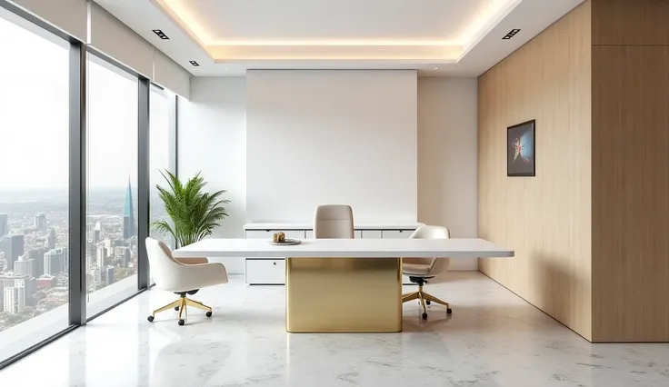 Modern Luxury Office Room Gold White