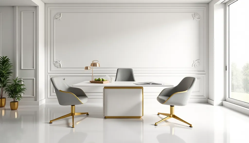 Modern Luxury Office Room Gold White