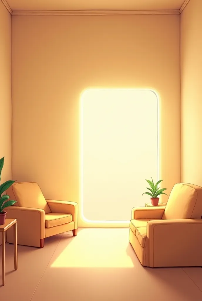  Anime style. A room with beige wallpaper and furniture 