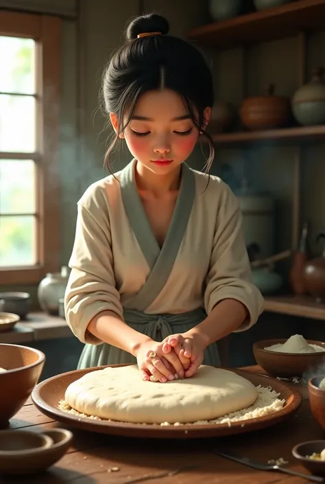 Watch this girl cooking rice bread