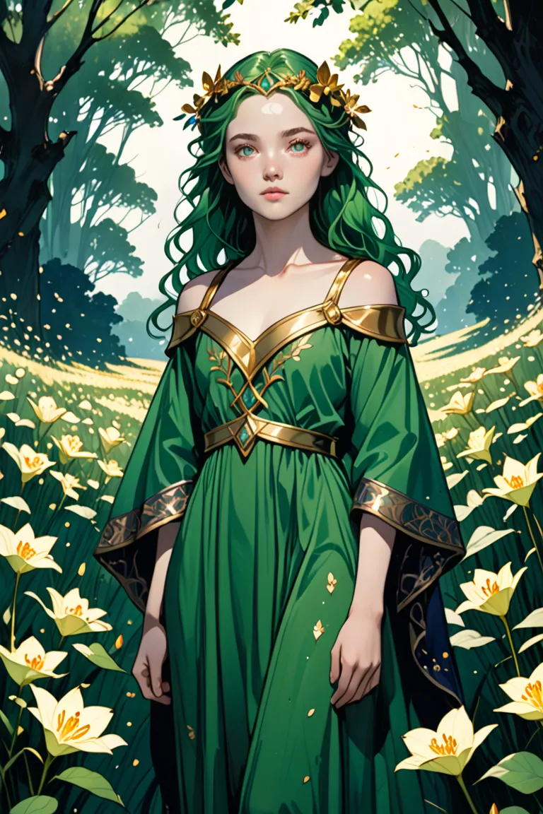 A 16-year-old noble girl, now Acolyte Wizard Student, She has an ethereal presence, standing amidst a sun-dappled meadow. She has long, flowing blueberry-dyed hair that gleams with hints of wet purple hues in the light, cascading past her shoulders in soft...